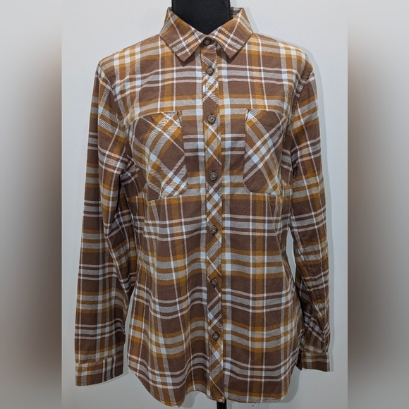 Moosejaw Tops - Moosejaw Mountaineering Linwood Flannel Shirt Women's Medium Brown Plaid NWT